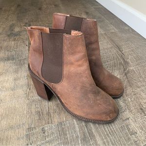 Jeffrey Campbell CASH Distressed Brown Leather Heeled Boots